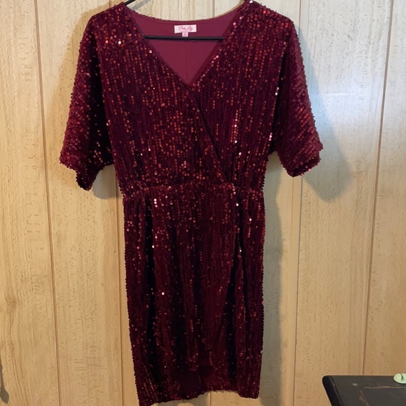 Maroon Sequin Dress - Picture 2 of 6